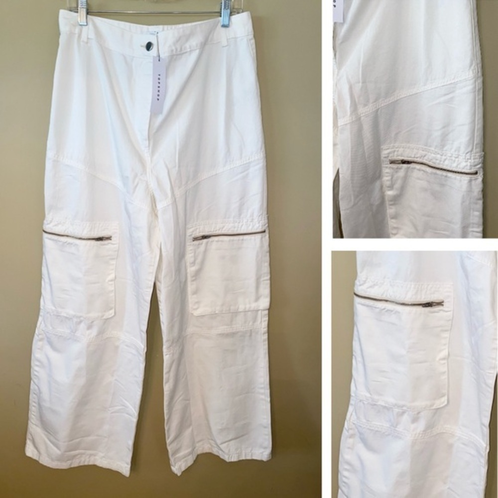 TOPSHOP Cargo Wide Leg Cropped Pants NWT US Size 10